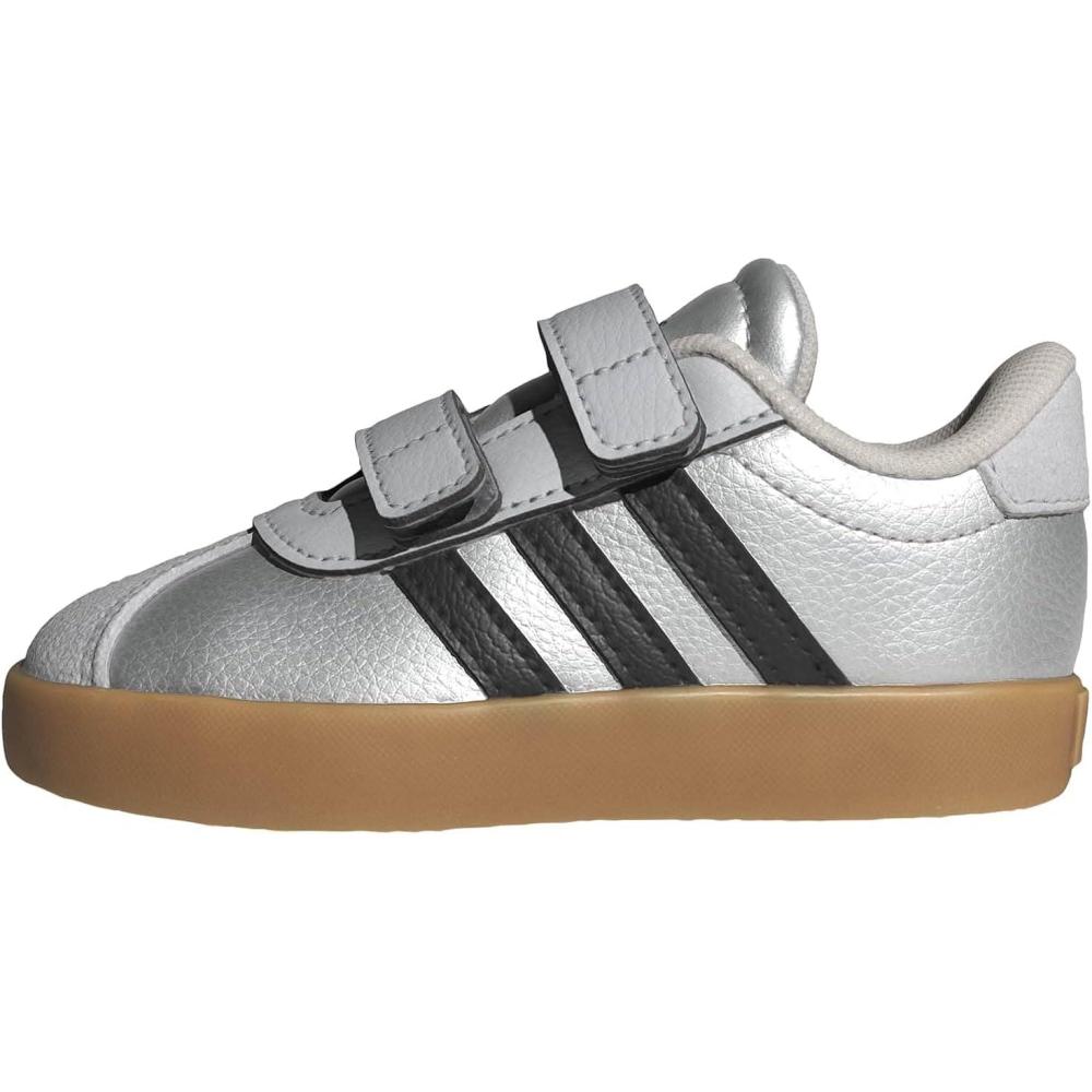 image:imageadidas Baby VL Court 30 Hook amp Loop ShoeSilver MetallicBlackLgh Solid Grey
