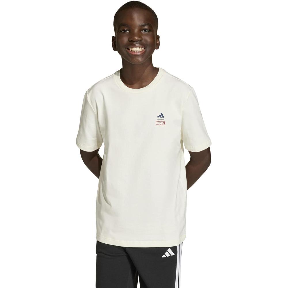 image:imageadidas Boys Marvel SpiderMan Graphics TShirtOff WhiteDark BlueSpiderman