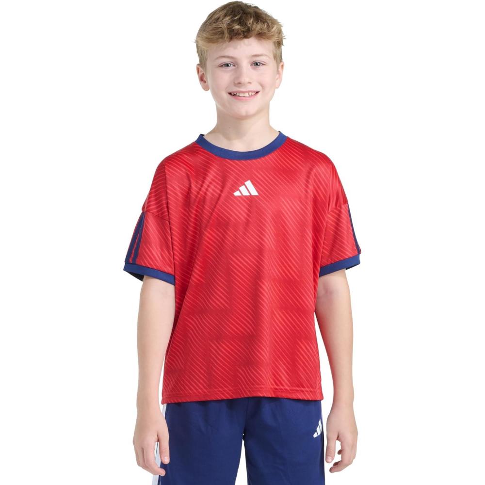 image:imageadidas Boys Short Sleeve World Cup Soccer TopPure Ruby
