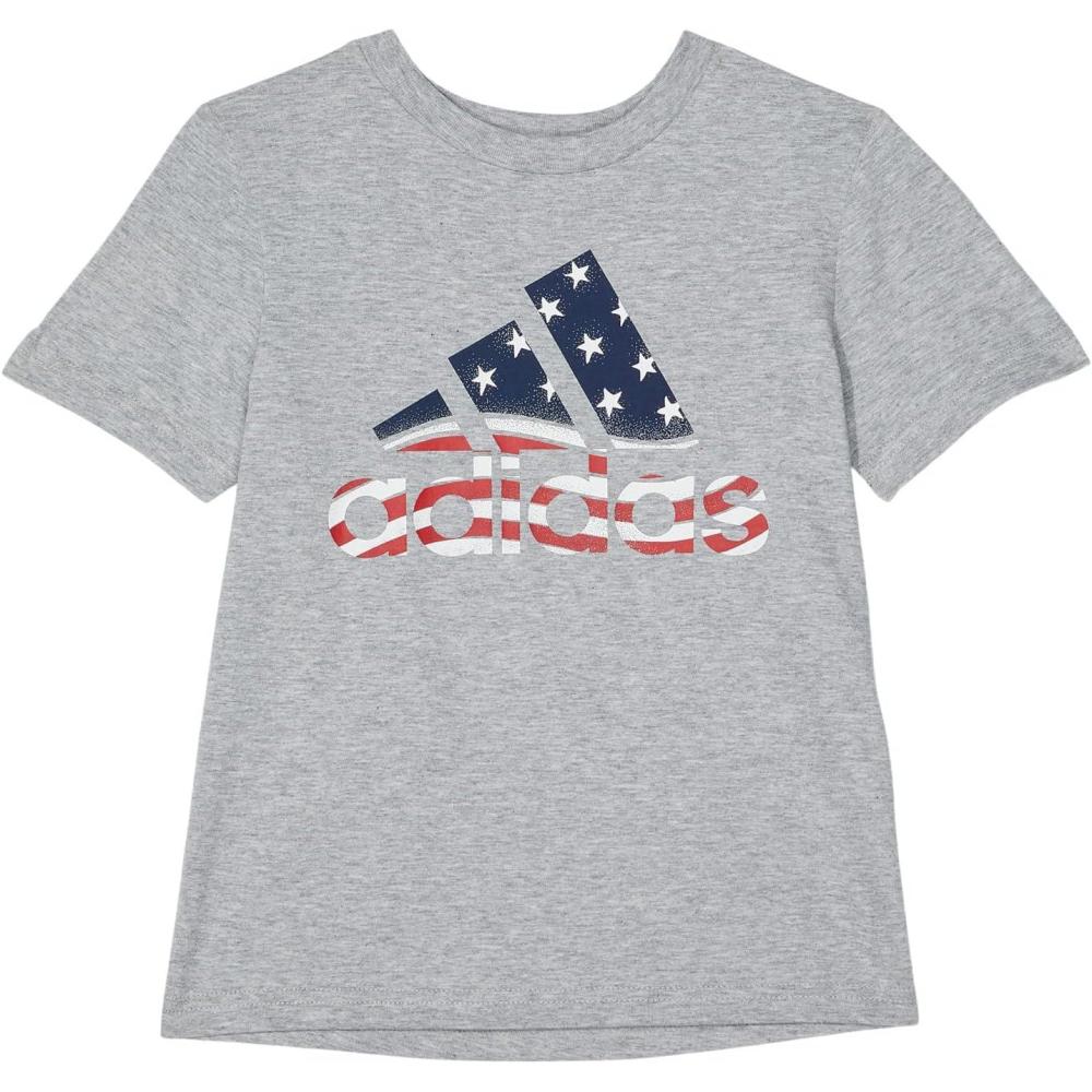 image:imageadidas Boys Stay Dry Climalite Short Sleeve TShirtGrey Heather With Red