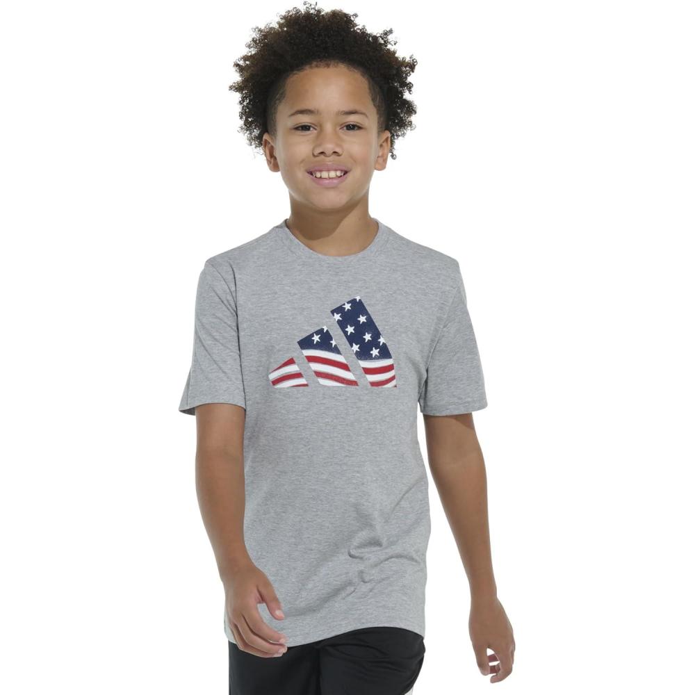 image:imageadidas Boys Stay Dry Climalite Short Sleeve TShirtHeather Grey American