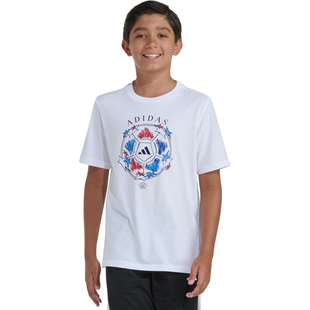 image:imageadidas Boys Stay Dry Climalite Short Sleeve TShirtWhite Patriotic