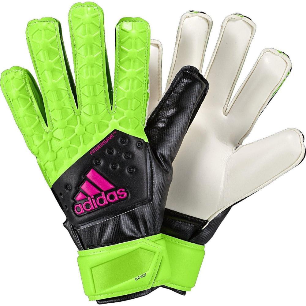 image:imageadidas Performance ACE Fingersave Junior Goalie GlovesSolar YellowBlackOnix Grey