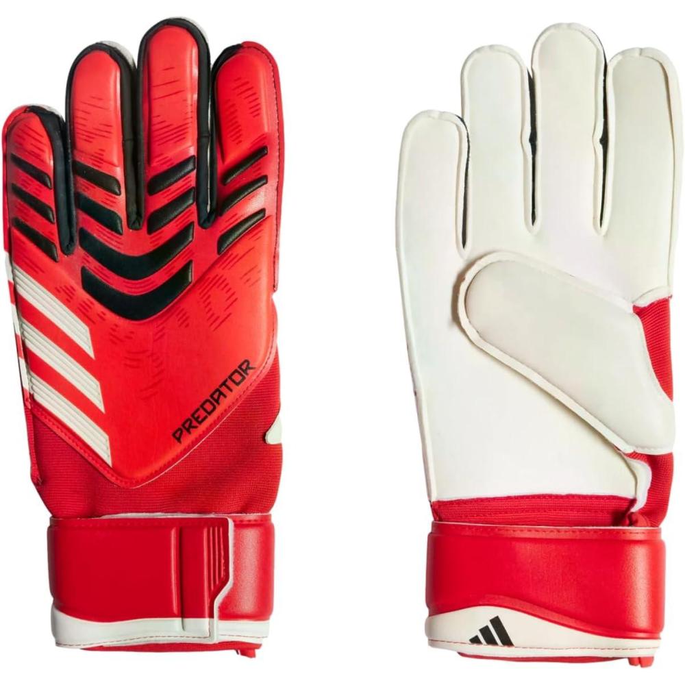 image:imageadidas Predator Match Goalkeeper Gloves  Cushioned Palm Flexible Backhand HalfWrap Wrist StrapPure RubyLucid RedBlack