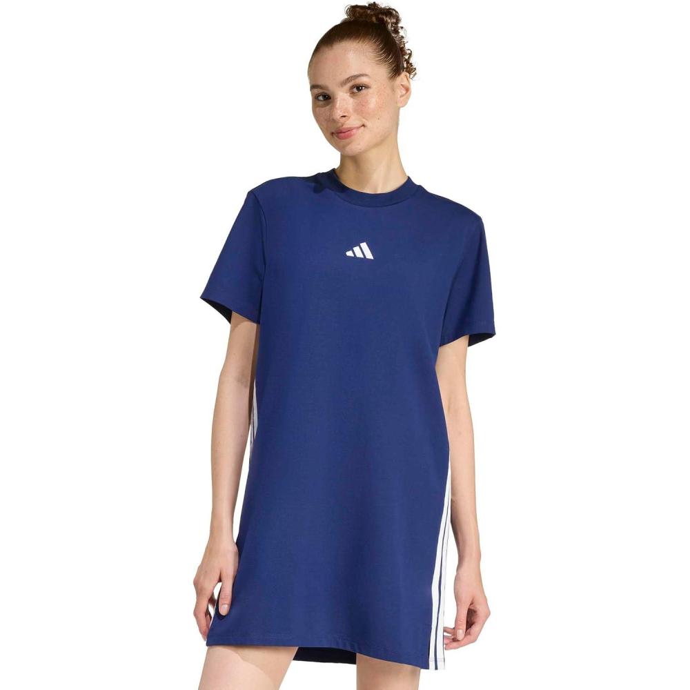 image:imageadidas Womens Essentials 3Stripes TShirt DressDark BlueWhite