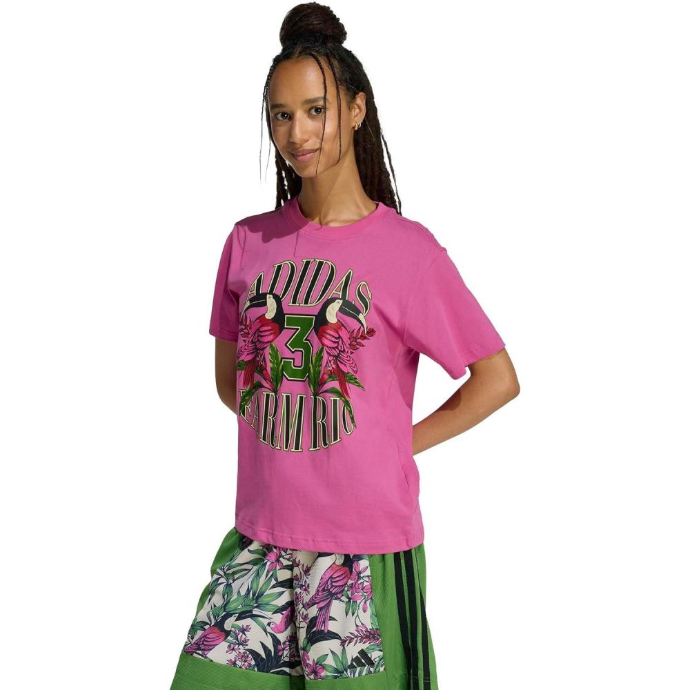 image:imageadidas Womens Farm Rio Graphic TShirtSemi Lucid FuchsiaCrystal Linen