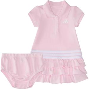 adidas Baby Girls’ Short Sleeve Ruffle Polo Dress 2-Piece Set(Clear Pink)