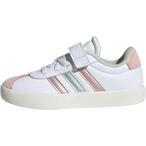 adidas Baby VL Court 3.0 Hook & Loop Shoe(Ftwr White Linen Green Met Sandy Pink Met)