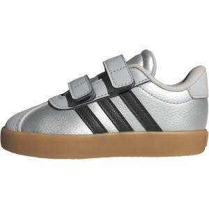 adidas Baby VL Court 3.0 Hook & Loop Shoe(Silver Metallic/Black/Lgh Solid Grey)