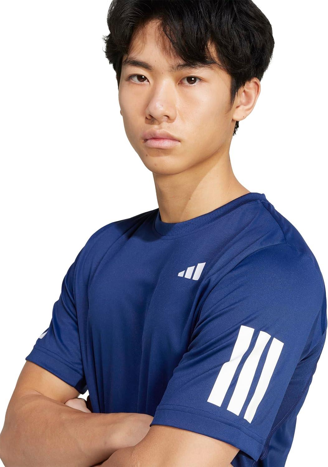 image:imageAdidas Mens Club Tennis Climacool 3Stripes TShirtDark Blue