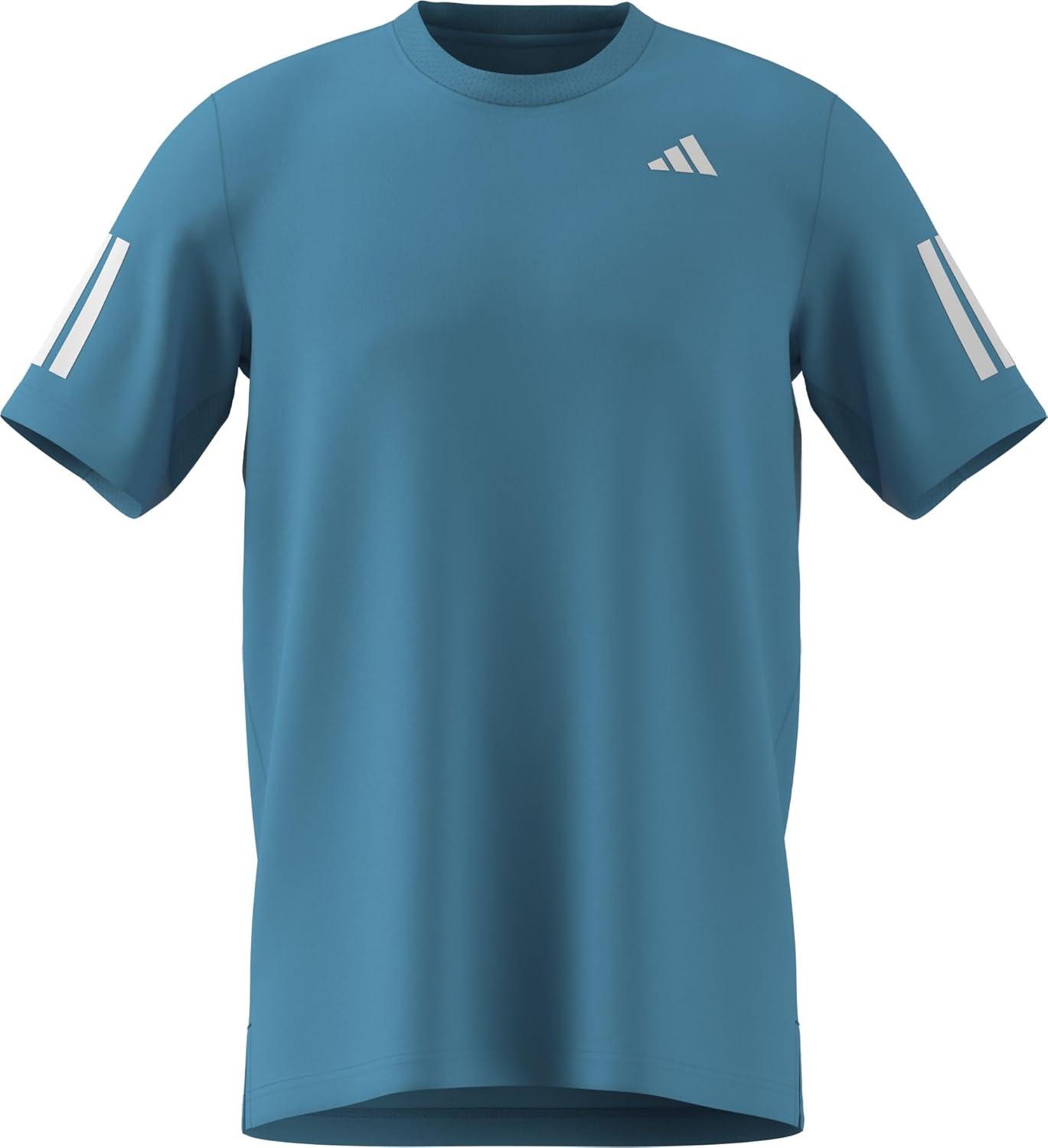 image:imageAdidas Mens Club Tennis Climacool 3Stripes TShirtSignal Cyan
