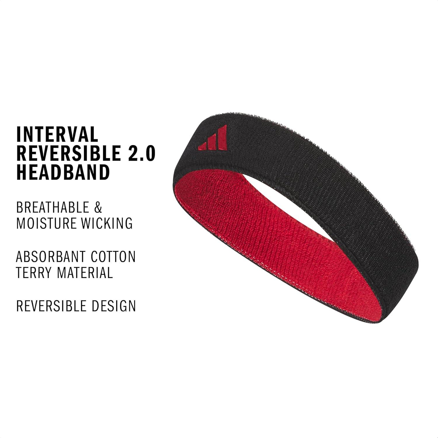image:imageAdidas Unisex Interval Reversible Headband Athletic Sports SweatbandBlackTeam Power Red