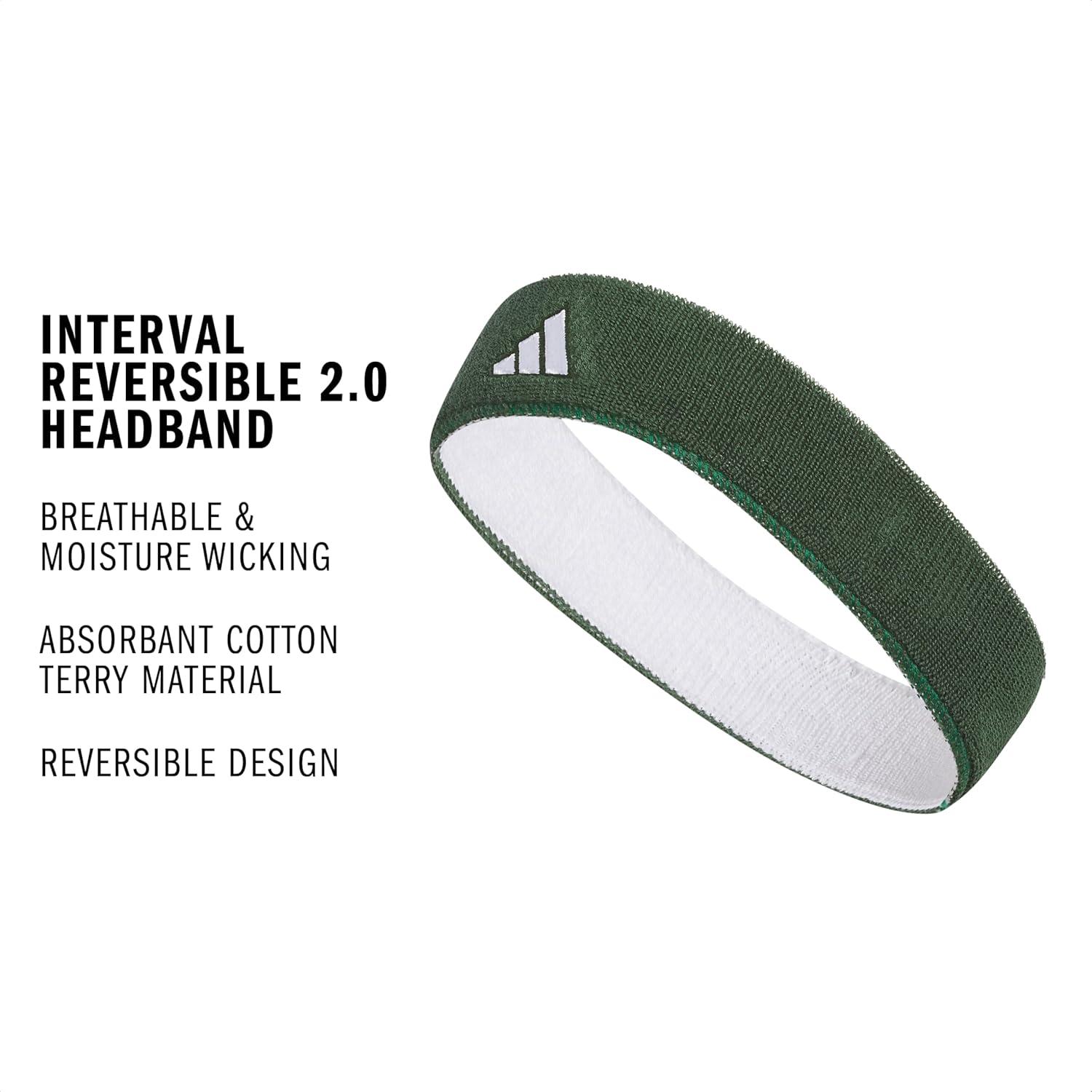 image:imageAdidas Unisex Interval Reversible Headband Athletic Sports SweatbandTeam Dark GreenWhite