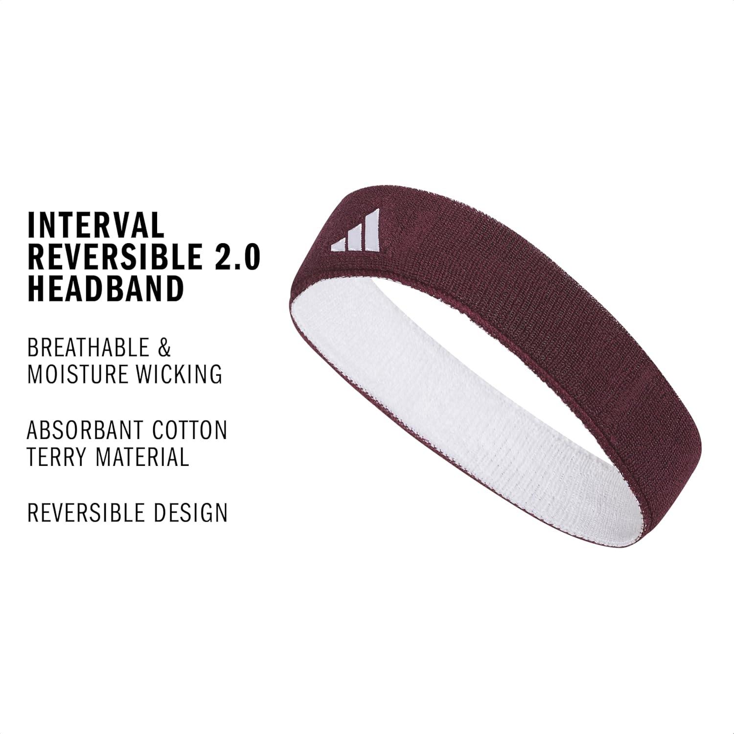 image:imageAdidas Unisex Interval Reversible Headband Athletic Sports SweatbandTeam MaroonWhite