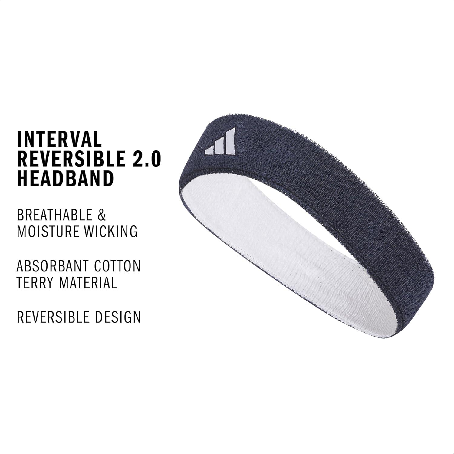 image:imageAdidas Unisex Interval Reversible Headband Athletic Sports SweatbandTeam Navy BlueWhite