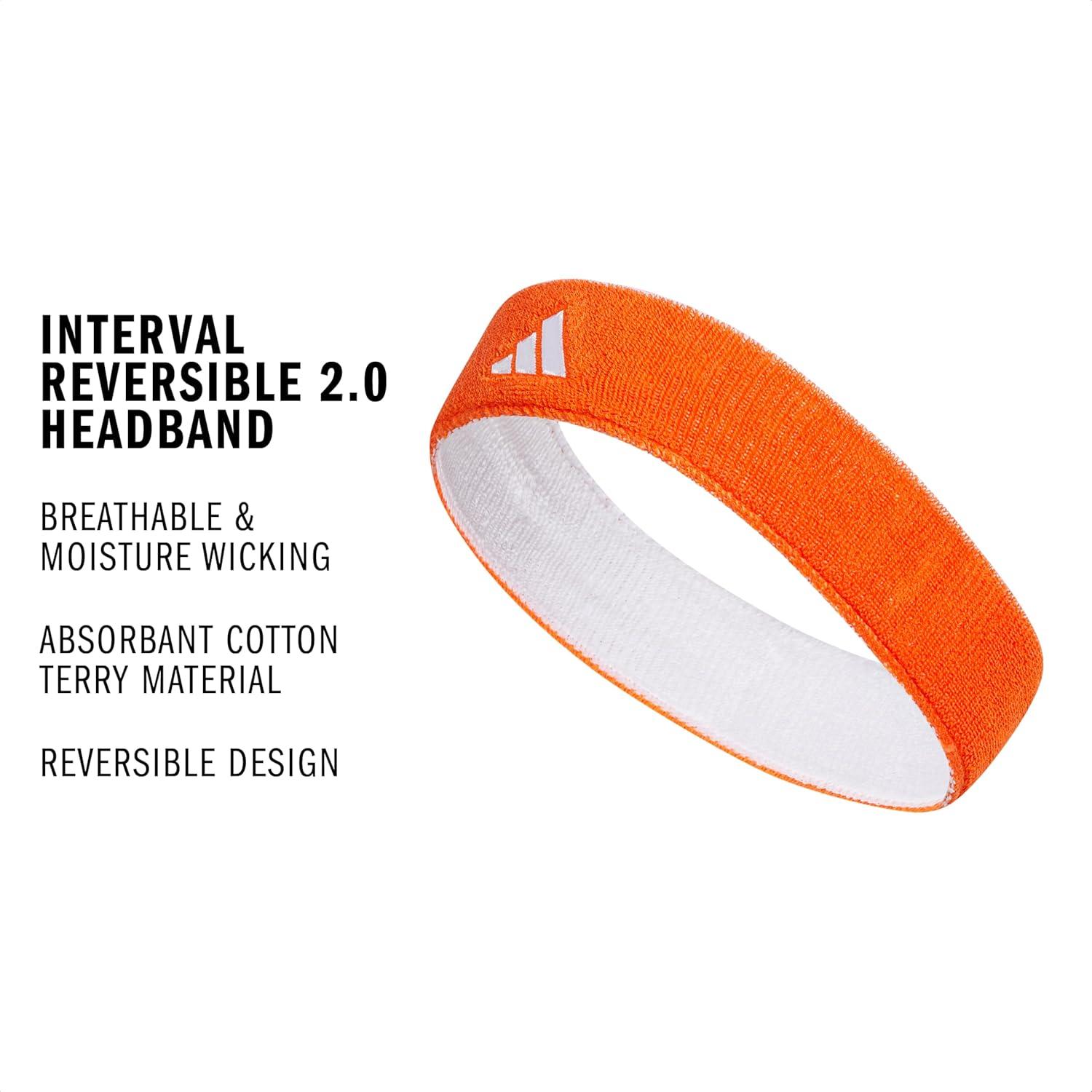 image:imageAdidas Unisex Interval Reversible Headband Athletic Sports SweatbandTeam OrangeWhite