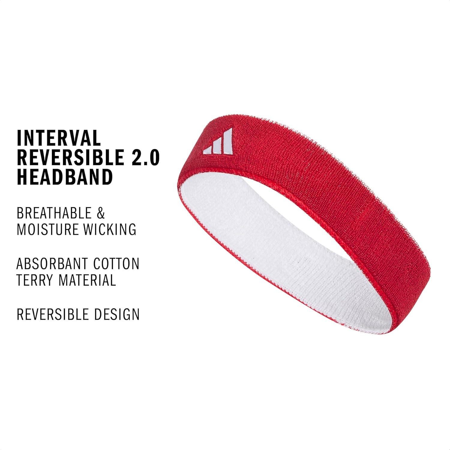 image:imageAdidas Unisex Interval Reversible Headband Athletic Sports SweatbandTeam Power RedWhite