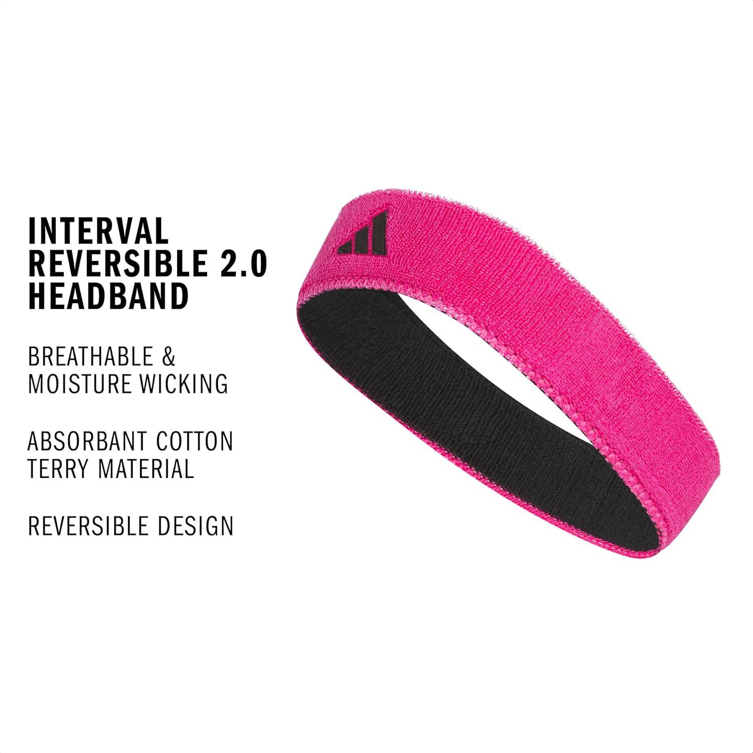 image:imageAdidas Unisex Interval Reversible Headband Athletic Sports SweatbandTeam Shock PinkBlack