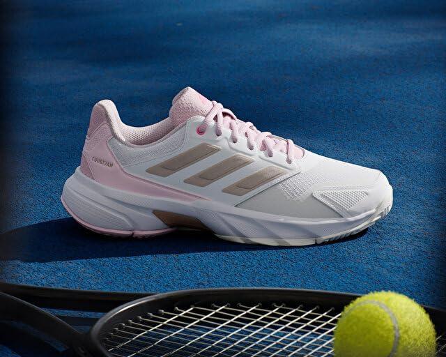 image:imageAdidas Womens Courtjam Control 3 TennisWhiteSilver MetallicLucid Pink