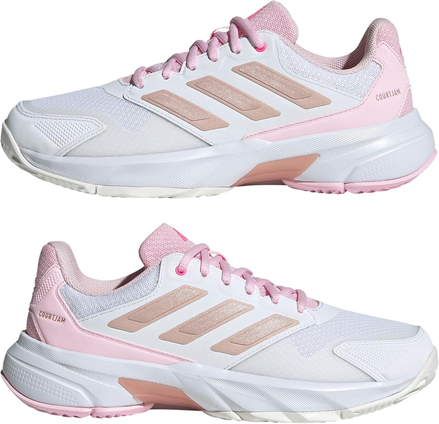 image:imageAdidas Womens Courtjam Control 3 TennisWhiteSilver MetallicLucid Pink