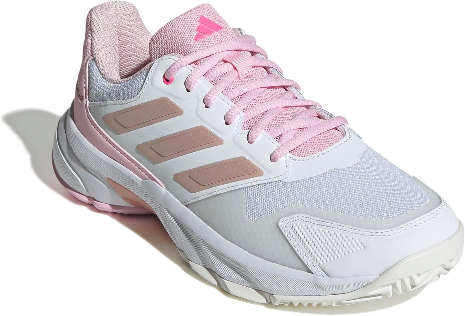 image:imageAdidas Womens Courtjam Control 3 TennisWhiteSilver MetallicLucid Pink