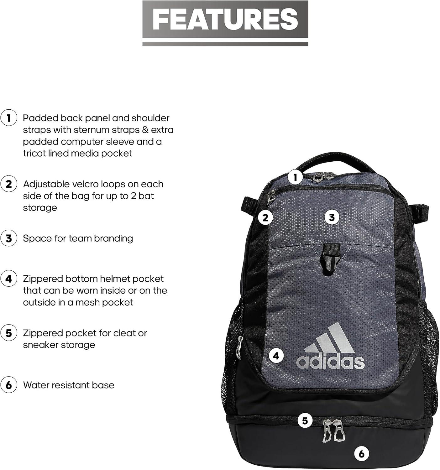 image:imageadidas Utility XL Baseball Backpack Helmet Shoes Bat Storage 34LOnix Grey