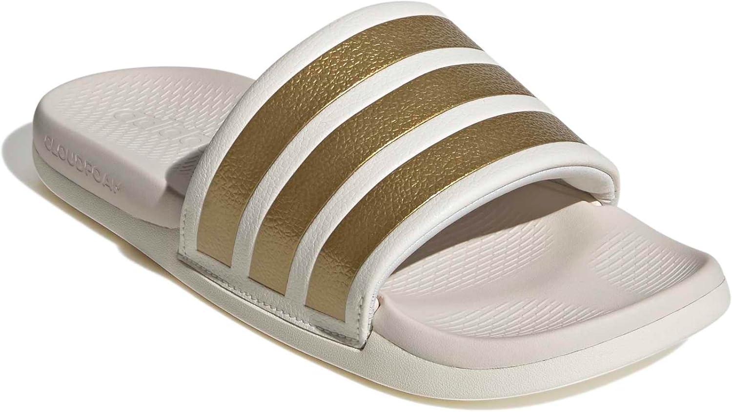 image:imageadidas Womens Adilette Comfort 20Off WhiteGold MetallicChalk White