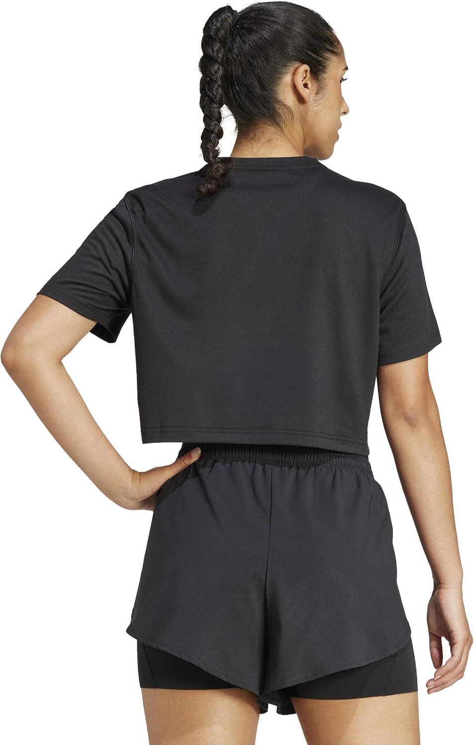 image:imageadidas Womens Train Essentials Boxy Workout Crew Neck Short Sleeve Athletic Casual Tops Casual WhiteBlack