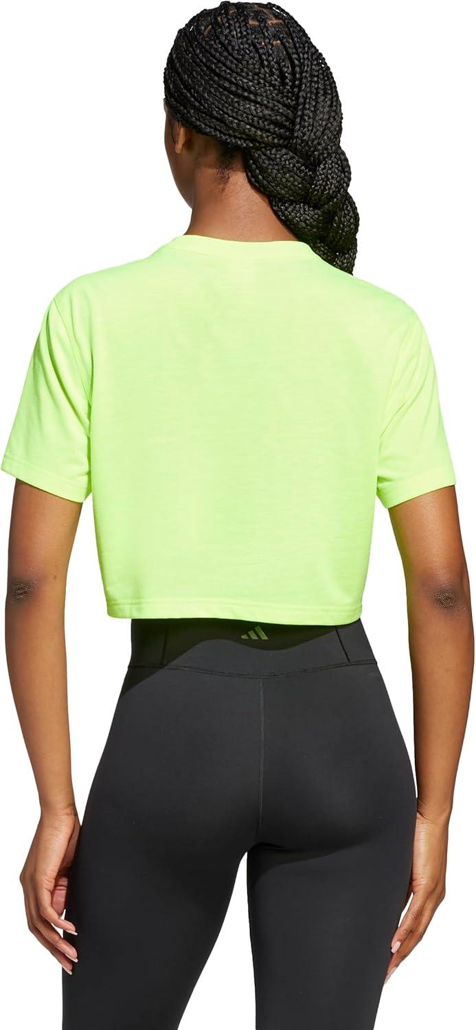 image:imageadidas Womens Train Essentials Boxy Workout Crew Neck Short Sleeve Athletic Casual Tops Casual WhiteLucid Lemon