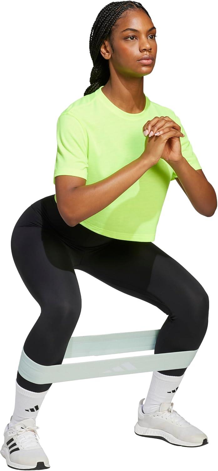 image:imageadidas Womens Train Essentials Boxy Workout Crew Neck Short Sleeve Athletic Casual Tops Casual WhiteLucid Lemon