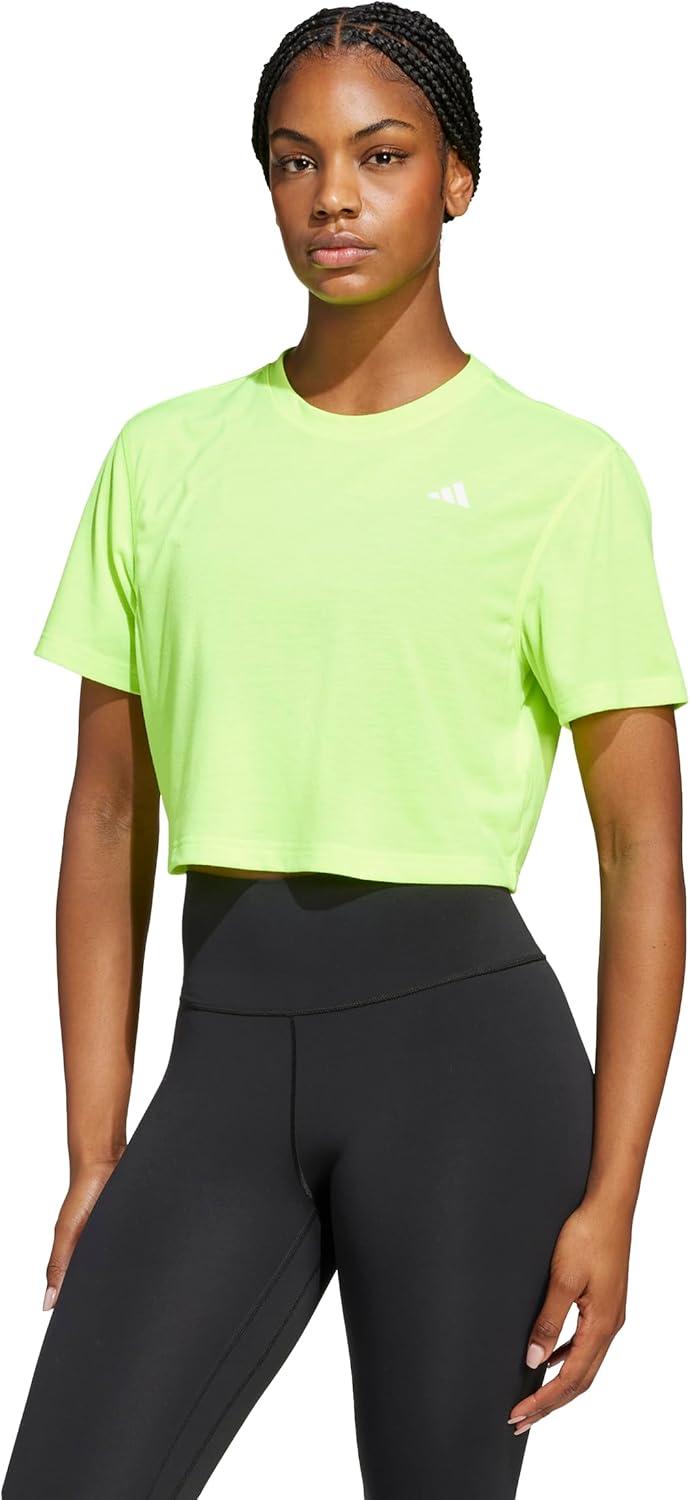 image:imageadidas Womens Train Essentials Boxy Workout Crew Neck Short Sleeve Athletic Casual Tops Casual WhiteLucid Lemon