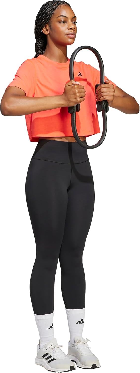 image:imageadidas Womens Train Essentials Boxy Workout Crew Neck Short Sleeve Athletic Casual Tops Casual WhiteLucid Red