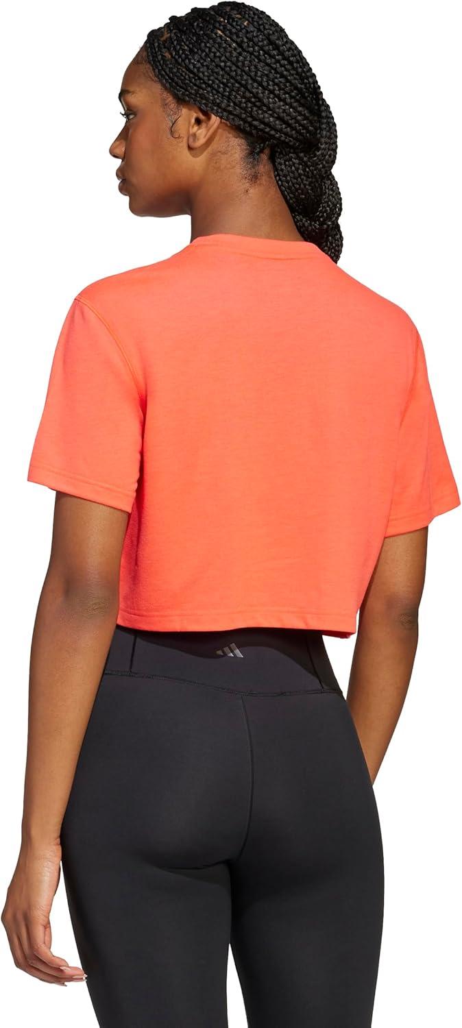 image:imageadidas Womens Train Essentials Boxy Workout Crew Neck Short Sleeve Athletic Casual Tops Casual WhiteLucid Red