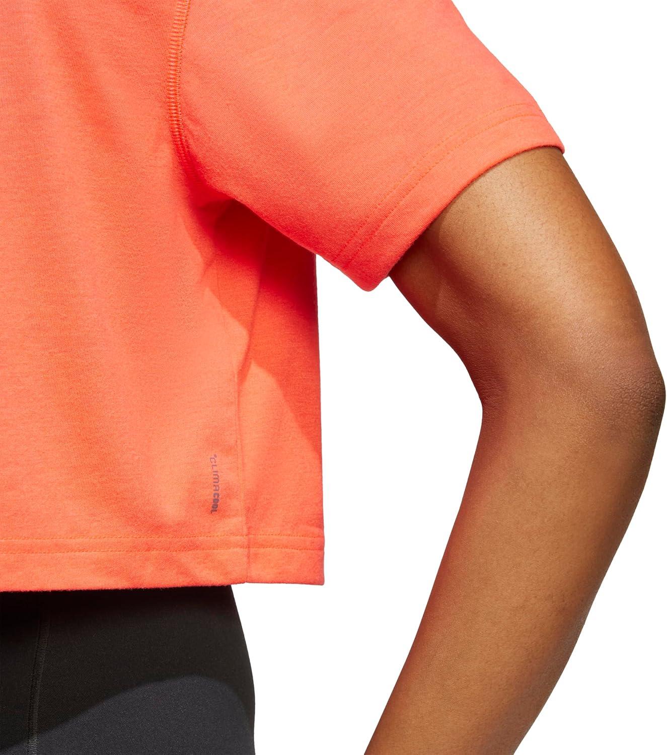 image:imageadidas Womens Train Essentials Boxy Workout Crew Neck Short Sleeve Athletic Casual Tops Casual WhiteLucid Red
