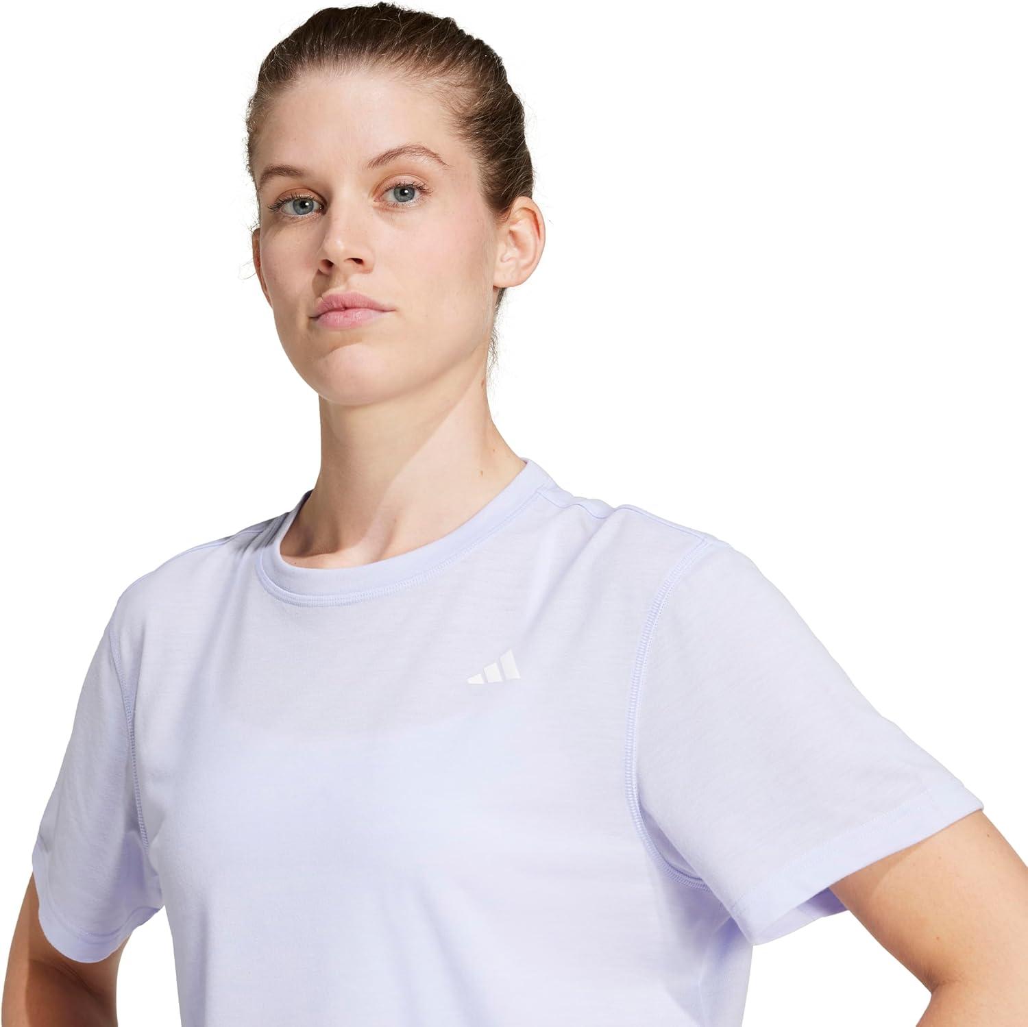 image:imageadidas Womens Train Essentials Boxy Workout Crew Neck Short Sleeve Athletic Casual Tops Casual WhiteViolet Tone