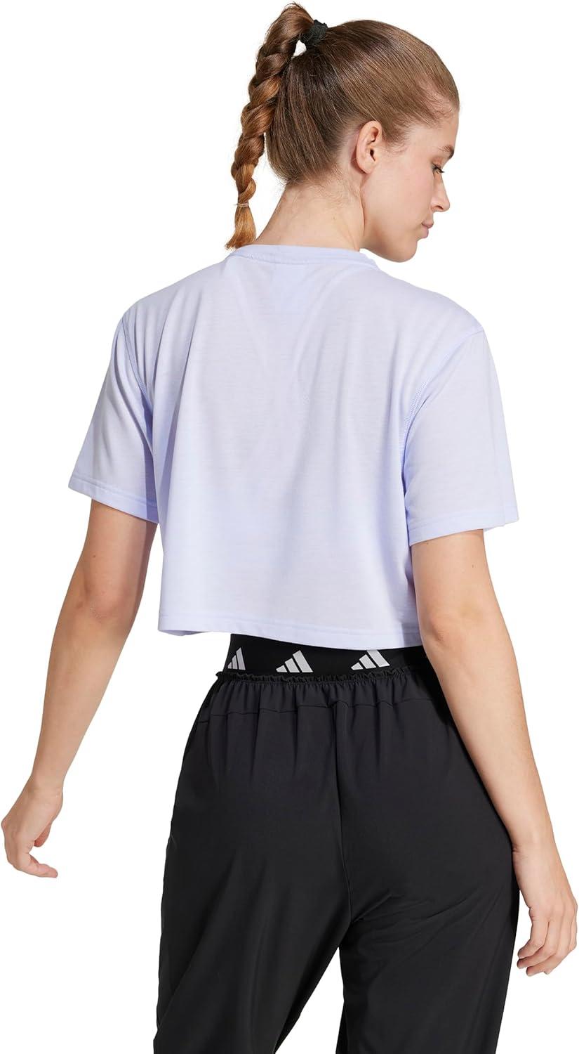 image:imageadidas Womens Train Essentials Boxy Workout Crew Neck Short Sleeve Athletic Casual Tops Casual WhiteViolet Tone