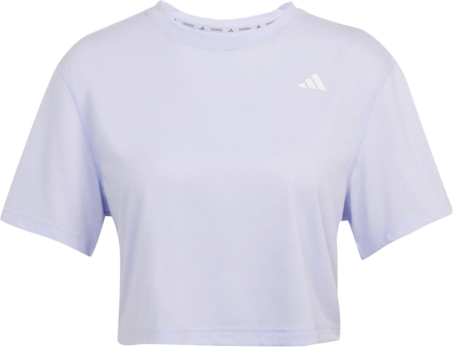image:imageadidas Womens Train Essentials Boxy Workout Crew Neck Short Sleeve Athletic Casual Tops Casual WhiteViolet Tone