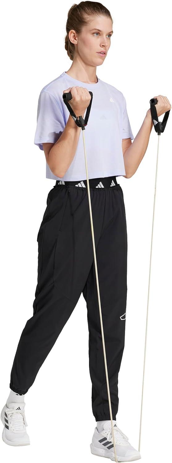 image:imageadidas Womens Train Essentials Boxy Workout Crew Neck Short Sleeve Athletic Casual Tops Casual WhiteViolet Tone