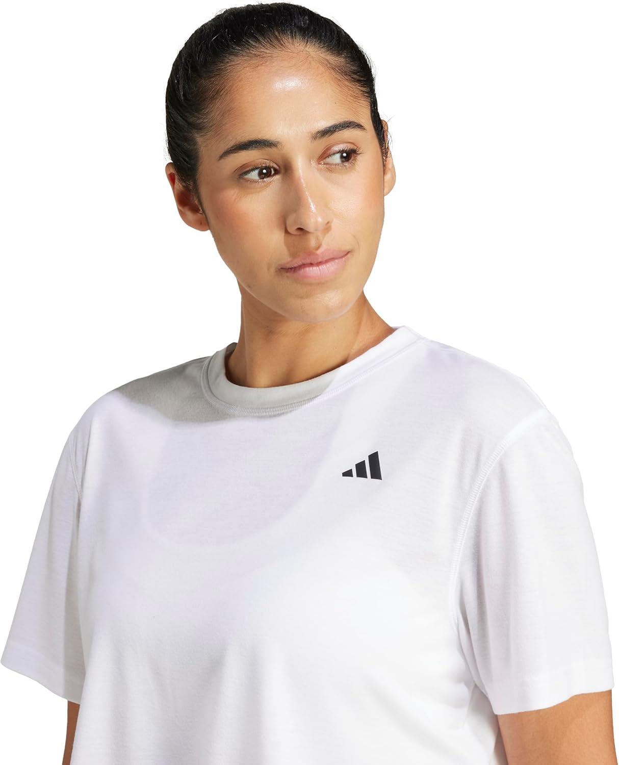 image:imageadidas Womens Train Essentials Boxy Workout Crew Neck Short Sleeve Athletic Casual Tops Casual WhiteWhite