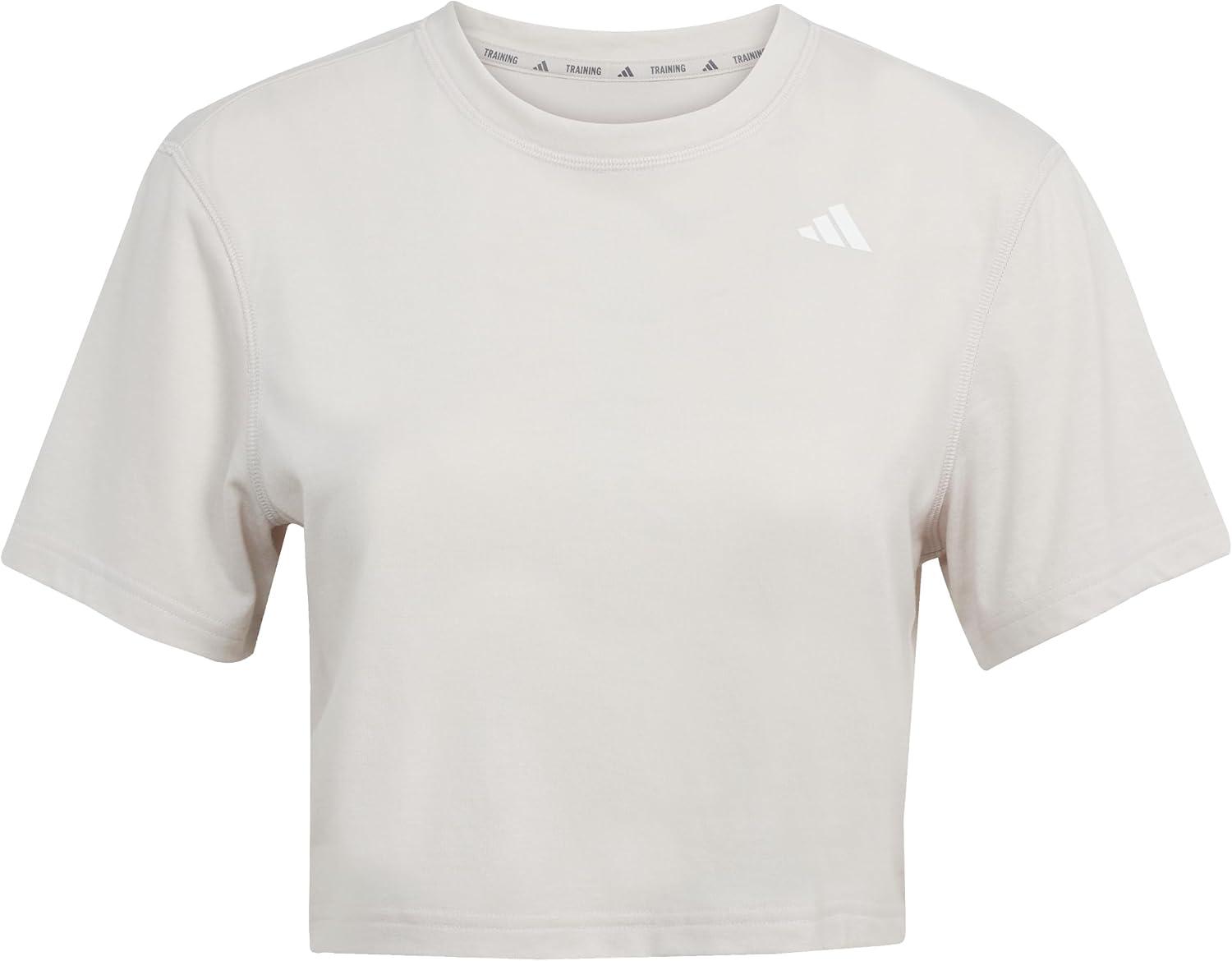 image:imageadidas Womens Train Essentials Boxy Workout Crew Neck Short Sleeve Athletic Casual Tops Casual WhiteWonder Alumina