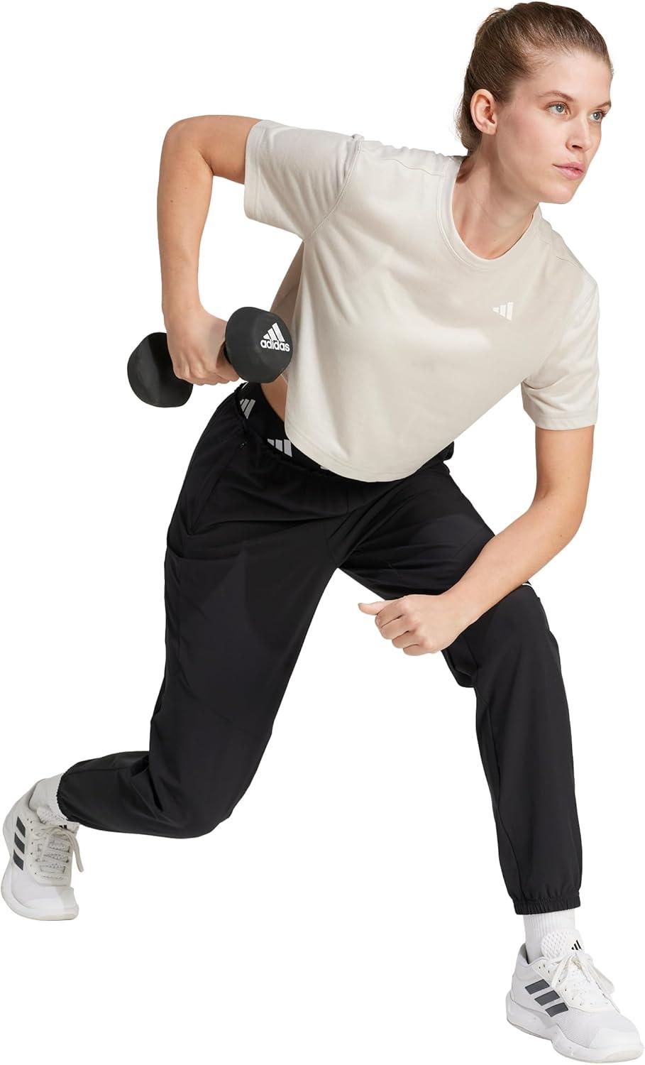 image:imageadidas Womens Train Essentials Boxy Workout Crew Neck Short Sleeve Athletic Casual Tops Casual WhiteWonder Alumina