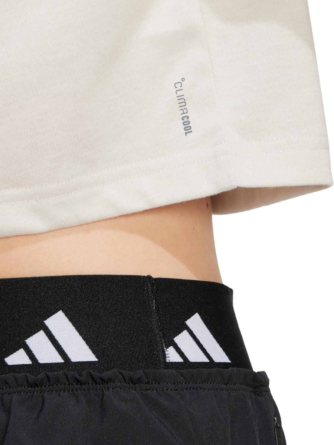 image:imageadidas Womens Train Essentials Boxy Workout Crew Neck Short Sleeve Athletic Casual Tops Casual WhiteWonder Alumina