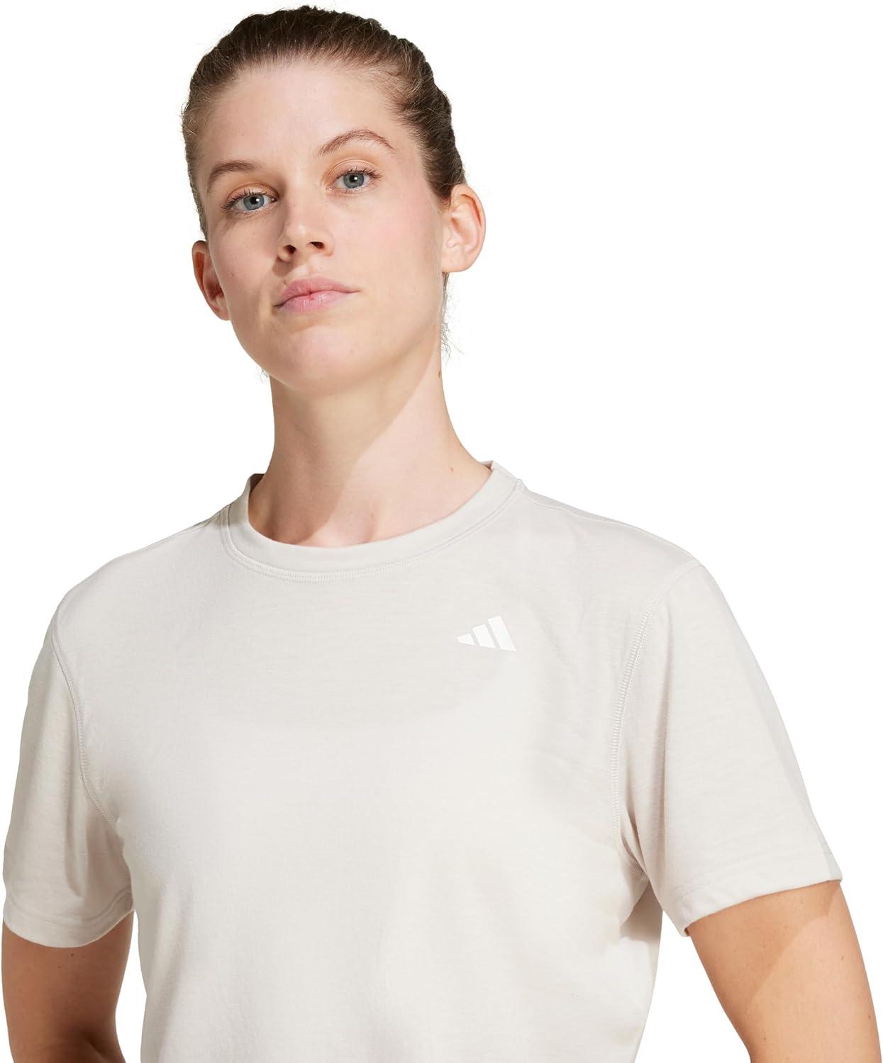 image:imageadidas Womens Train Essentials Boxy Workout Crew Neck Short Sleeve Athletic Casual Tops Casual WhiteWonder Alumina