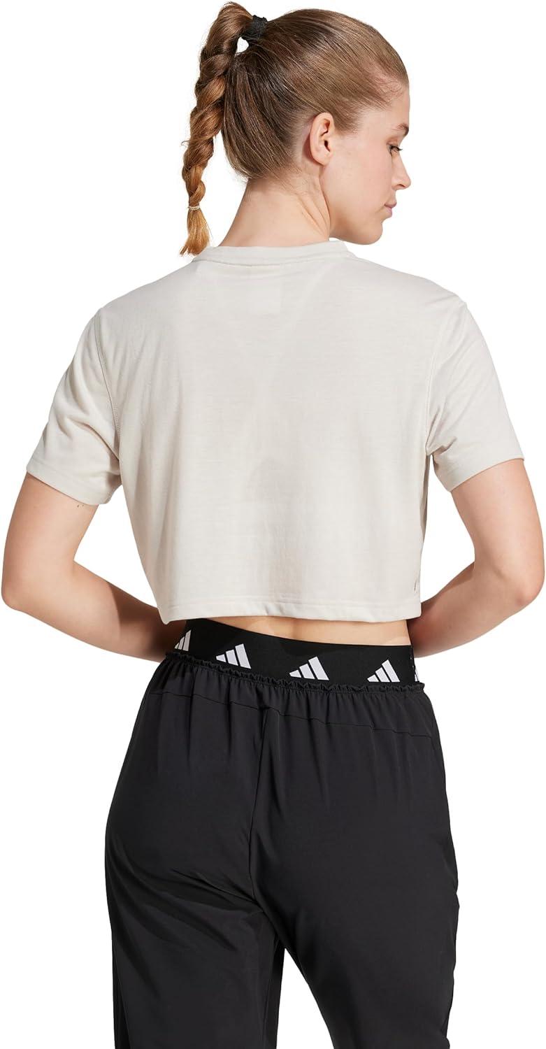 image:imageadidas Womens Train Essentials Boxy Workout Crew Neck Short Sleeve Athletic Casual Tops Casual WhiteWonder Alumina