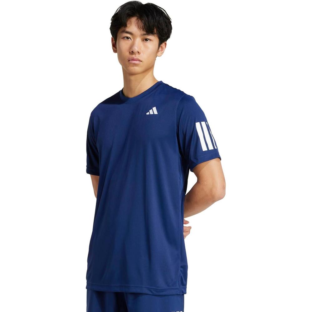 image:imageAdidas Mens Club Tennis Climacool 3Stripes TShirtDark Blue