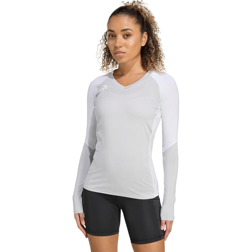 image:imageadidas Womens Quickset Volleyball Long Sleeve JerseyTeam Light Grey