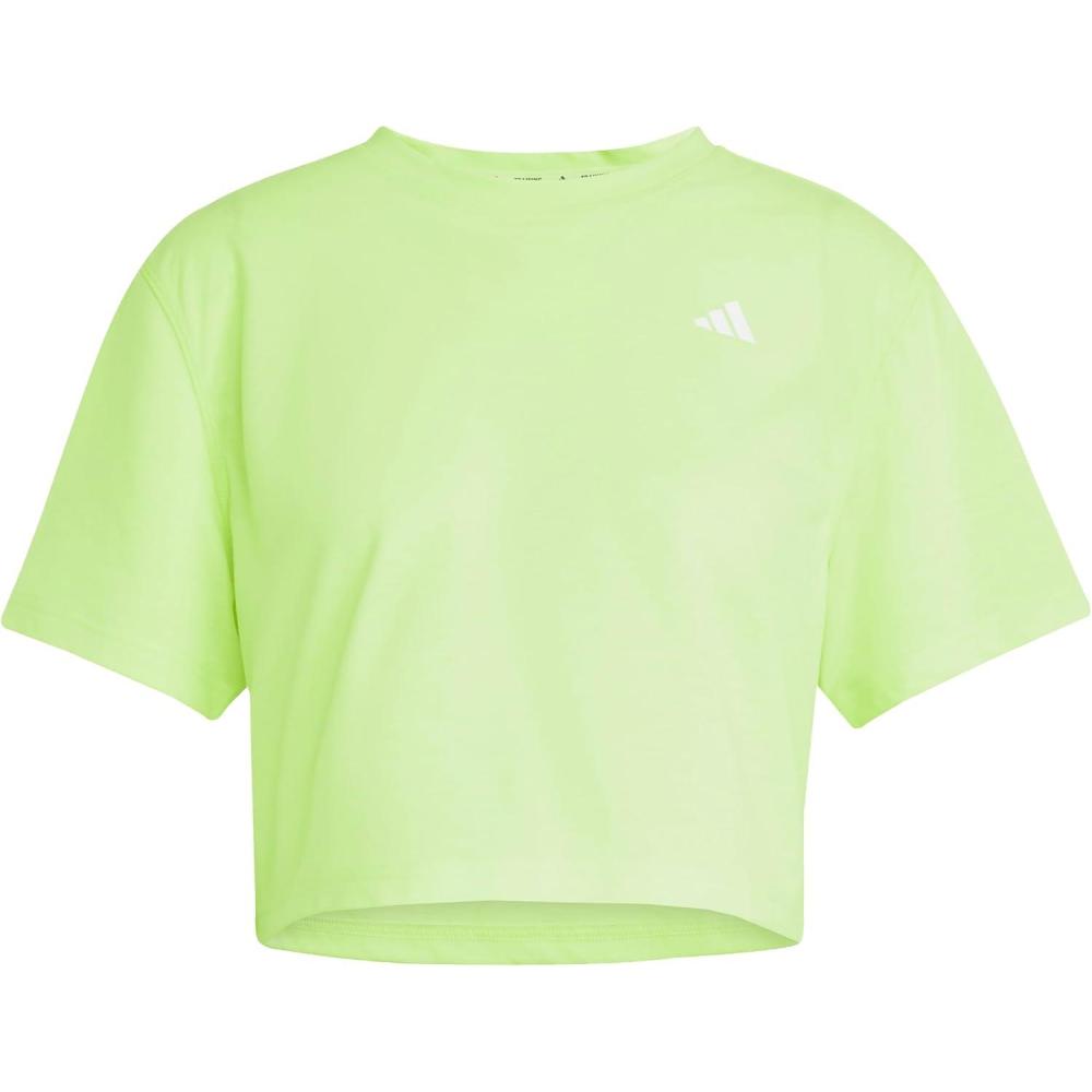 image:imageadidas Womens Train Essentials Boxy Workout Crew Neck Short Sleeve Athletic Casual Tops Casual WhiteLucid Lemon
