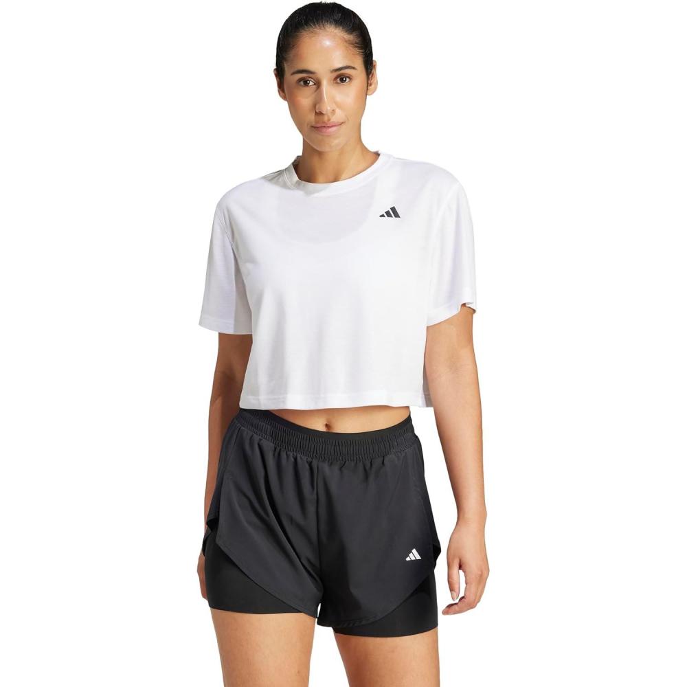 image:imageadidas Womens Train Essentials Boxy Workout Crew Neck Short Sleeve Athletic Casual Tops Casual WhiteWhite