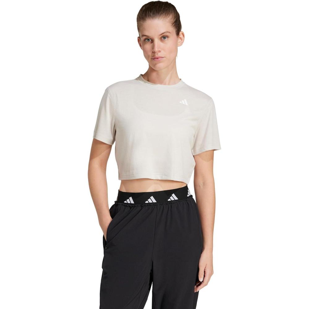 image:imageadidas Womens Train Essentials Boxy Workout Crew Neck Short Sleeve Athletic Casual Tops Casual WhiteWonder Alumina
