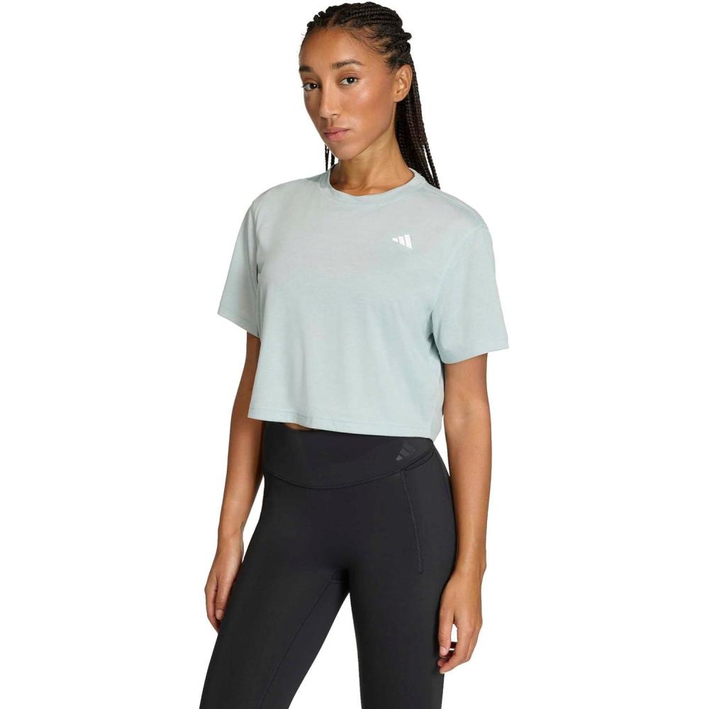 image:imageadidas Womens Train Essentials Boxy Workout Crew Neck Short Sleeve Athletic Casual Tops Casual  WhiteWonder Sage
